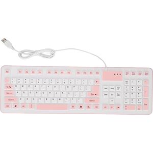 Jectse Clavier en Silicone Pliable, Clavier en Silicone Souple étanche à la Poussière à 106 Touches, Clavier Portable Filaire USB Silencieux et Doux au Toucher pour Ordinateurs Portables(Rose) - Publicité