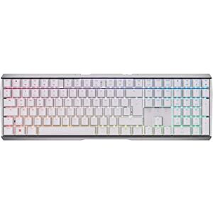 CHERRY MX 3.0S Wireless, clavier de jeu mécanique sans fil avec éclairage RGB, disposition allemande (QWERTZ), connexion Bluetooth®, radio ou filaire, commutateurs MX BROWN, blanc - Publicité