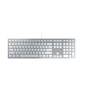 CHERRY KC -6000C FOR MAC clavier filaire pour mac (connexion USB-C), layout US (QWERTY), touches silencieuses, conception compacte et plate, blanc-argent - Publicité