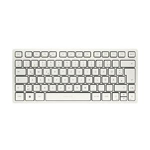 CHERRY KW 7100 MINI BT, Clavier compact multi-appareils avec trois canaux Bluetooth, Disposition allemande (QWERTZ), Design plat, étui de transport inclus, Milk White - Publicité