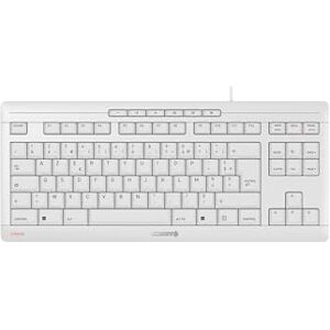 CHERRY STREAM KEYBOARD TKL, clavier mécanique filaire sans pavé numérique, disposition française (AZERTY), Frappe silencieuse, Sensation de frappe unique, Blanc grisé - Publicité