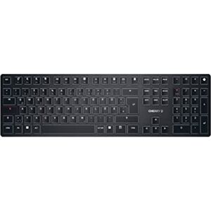 CHERRY KW X ULP, Clavier mécanique haut de gamme ultra-plat, layout allemand (QWERTZ), clavier multi-appareils sans fil, jusqu’à 4 appareils, rechargeable, noir - Publicité