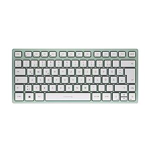 CHERRY KW 7100 Mini BT, Clavier Compact Multi-appareils avec Trois canaux Bluetooth, Disposition Allemande (QWERTZ), Design Plat, étui de Transport Inclus, Agave Green - Publicité