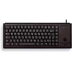 CHERRY Compact Keyboard G84-4400, disposition allemande, clavier QWERTZ, clavier filaire, clavier mécanique, mécanique ML, trackball optique intégré plus 2 boutons de souris, noir - Publicité