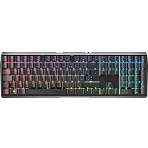 CHERRY MX 3.0S Wireless, clavier de jeu mécanique sans fil avec éclairage RGB, disposition française (AZERTY), connexion Bluetooth®, radio ou filaire, commutateurs MX RED, noir - Publicité