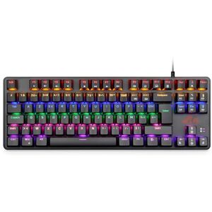 Rii Clavier Gamer USB Filaire, AZERTY Française Mécanique 60%, Rétroéclairé par LED 9 Modes de Jeu Mécanique Compatible avec MacBook/Mac OS/Windows PC, Noir - Publicité