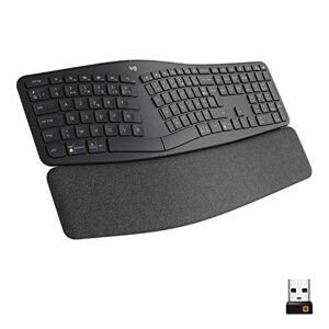 Logitech ERGO K860 Clavier Ergonomique Sans Fil En Deux Parties, Repose Poignet, Frappe Naturelle, Bluetooth et Connectivité USB, Compatible avec PC & Mac, Clavier Français AZERTY Gris - Publicité