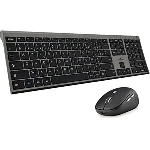 Bluestork - Pack Clavier et Souris sans Fil Grapheme Wireless avec Smart Dongle Clics Silencieux Design Ultra Slim Ergonomique Rechargeable Gris AZERTY FR - Publicité