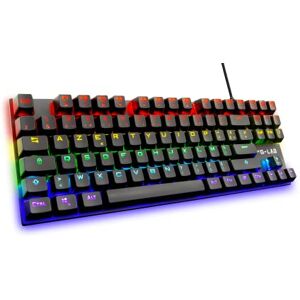 The G-Lab Keyz Mercury TKL Clavier Mécanique Gamer 87 Touches Filaire USB AZERTY Français, Rétro-Éclairage LED Multicolore Gaming Compact sans Pavé Numérique PC/PS4/PS5/Xbox Nouveau 2022, Noir - Publicité