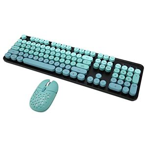 Dpofirs Combo Clavier et Souris sans Fil, 2.4G 104 Touches Clavier Souris Ergonomique, 800 1600 2400DPI Réglable USB Clavier et Souris pour Ordinateur Portable Mac (Couleur Mixte Bleu) - Publicité