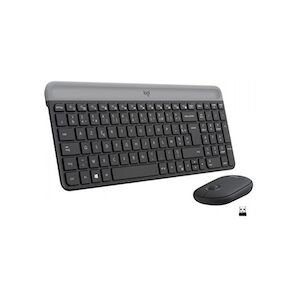 Logitech - Ensemble Clavier + Souris sans Fil et silencieux MK470 Ultra-fin - Disposition Compacte et Plate - Récepteur USB 2,4 Logitech