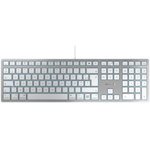 Clavier chiclet filaire Azerty Cherry KC 6000 C pour Mac Blanc Argent - Publicité