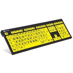 Logickeyboard XL Print NERO tastiera USB QWERTZ Tedesco Nero, Giallo (LKB-LPBY-BJPU-DE)