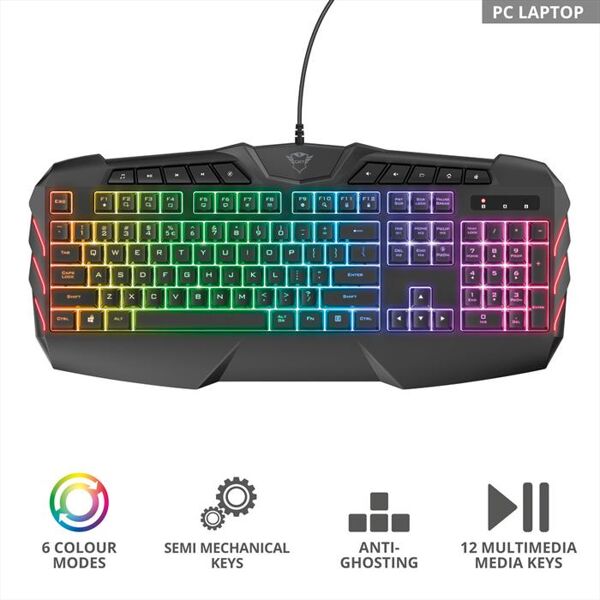 trust gxt881 odyss semi-mech keyboard it-black rgb