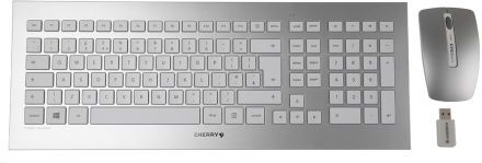 Cherry Set tastiera e mouse Silver, Silver/White  Wireless USB Standard QWERTZ, JD-0310GB