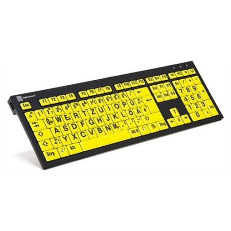 Logickeyboard XL Print NERO tastiera USB QWERTZ Tedesco Nero, Giallo (LKB-LPBY-BJPU-DE)