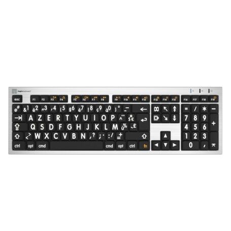 Logickeyboard ALBA tastiera USB AZERTY Francese Nero, Argento (LKB-LPRNTWB-CWMU-FR)