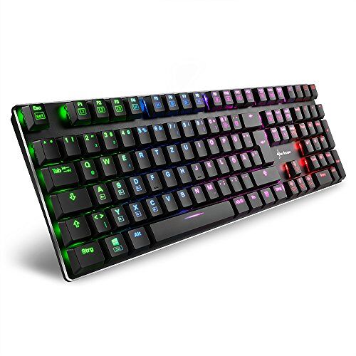 Sharkoon PureWriter RGB Mechanisch Low Profile-toetsenbord (RGB verlichting, rode schakelaar, platte toetsen, verlichtingseffecten, afneembare USB-kabel), Zwart
