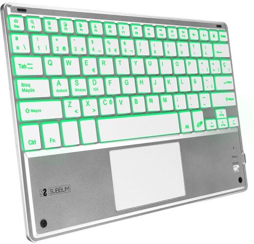 Subblim smart backlit teclado bluetooth com touchpad prateado