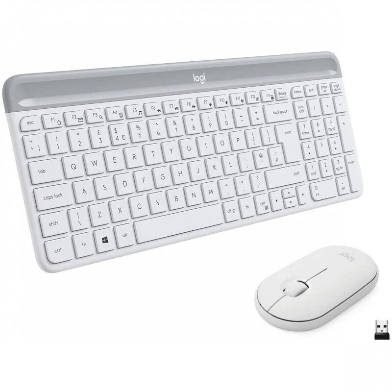 Logitech mk470 slim combo teclado + rato sem fios branco