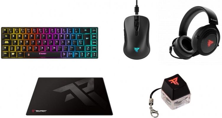 Tempest combo pro wireless gaming auriculares+ratón+teclado+alfombrilla+llavero