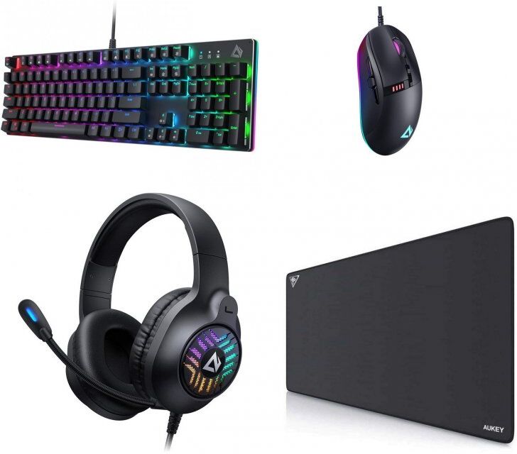 aukey Akey gaming combo headset + rato + teclado + tapete