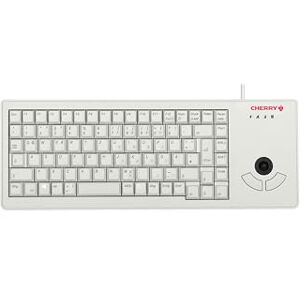 Cherry XS Trackball Keyboard, Spanish layout, QWERTY keyboard, wired keyboard, mechanical keyboard, ML mechanics, optical trackball with two mouse buttons, light grey