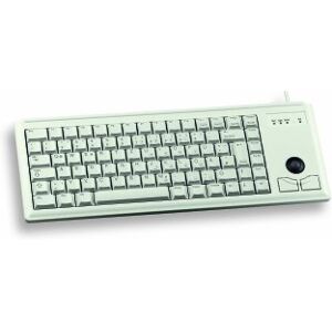 Cherry Compact Keyboard G84-4400, French layout, AZERTY keyboard, wired keyboard, mechanical keyboard, ML mechanics, integrated optical trackball plus 2 mouse buttons, light grey