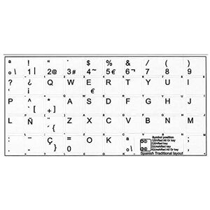 '4Keyboard' Spanish Keyboard Stickers White Background Durable Lamination Extra Keys