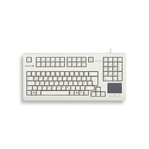 CHERRY TouchBoard G80-11900, Internationales Layout, QWERTY Tastatur, kabelgebundene Tastatur, mechanische Tastatur, ML Mechanik, integriertes Touchpad, platzsparend, ergonomisch, hellgrau