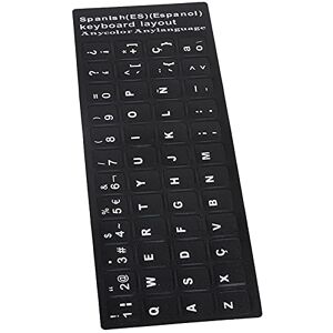 KIMISS Spanish Keyboard Sticker, Waterproof and Dustproof PVC Language Keyboard Replacement Parts, Black Background, Suitable for 10in to 17in Laptop, Notebook, and Desktop