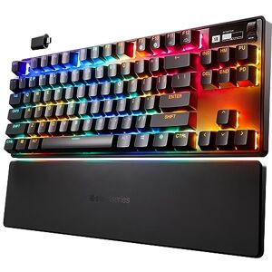 SteelSeries Apex Pro TKL Wireless Mechanical Gaming Keyboard–World’s Fastest Keyboard–Adjustable Actuation–Esports Tenkeyless–OLED Screen–RGB–PBT Keycaps–Bluetooth–2.4GHz – USB-C–French AZERTY Layout