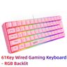SHEIN 60% Wired Gaming Keyboard, RGB Mini 61 Key Gaming Keyboard, Waterproof Keyboard For Work, Gaming,Office Pink 61 Keys Keyboard