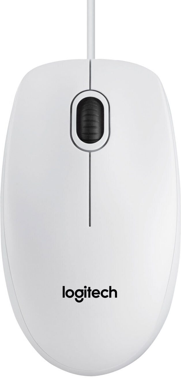 Logitech B100 Maus rechts- und linkshändig, kabelgebunden, weiss