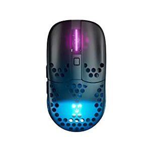 Xtrfy MZ1 Wireless, ultraleichte kabellose Gaming-Maus, 2.4 GHz Funk, Pixart 3370 Sensor, einzigartige Form für optimales Zielen, RGB-Beleuchtung, wiederaufladbar, Schwarz