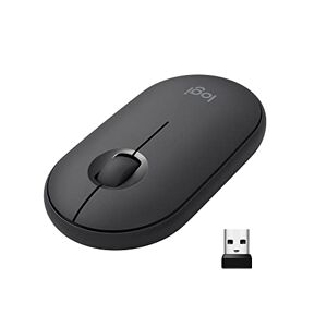 Logitech M350 Pebble Kabellose Maus, Bluetooth und 2.4 GHz Verbindung via Nano USB-Empfänger, 18-Monate Akkulaufzeit, 3 Tasten, Leises Klicken und Scrollen, PC/Mac/iPadOS Graphit