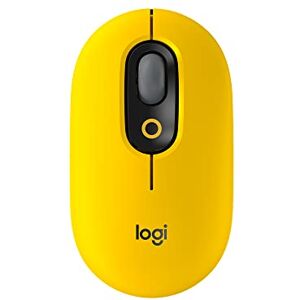 Logitech POP Mouse, Kabellose Maus mit anpassbaren Emojis, SilentTouch-Technologie, Präzises/schnelles Scrollen, Kompakt, Bluetooth, Multi-Device, OS-kompatibel Gelb/ Schwarz