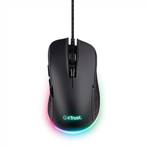 Trust GXT 922 Ybar Gaming Maus, 68% Recycelten Materialien, RGB LED-Beleuchtung, 6 Programmierbare Tasten, 200-7200 DPI, USB Kabel 2,1 m, PC Maus mit Software für Computer/Laptop Schwarz