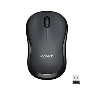 Logitech M220 SILENT Kabellose Maus, 2,4 GHz mit USB-Empfänger, 1000 DPI Optical Tracking, 18 Monate Batterielaufzeit, Für Links- & Rechtshänder, Kompatibel mit PC, Mac, Laptop Grau, Schwarz