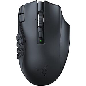 Razer Naga V2 HyperSpeed Ergonomische Kabellose MMO Gaming Maus (19 Programmierbaren Tasten, Wireless (2,4 GHz), Bluetooth, Bis zu 250 Stunden, Focus Pro 30K Optischer Sensor) Schwarz