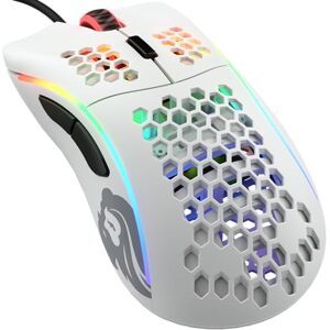 Glorious Gaming Model D Wired Gaming Mouse – superleichtes Wabendesign mit 68 g, RGB-Beleuchtung, ergonomisch, Pixart 3360 Sensor, Omron-Schaltern, PTFE-Füße, 6 Tasten – Mattweiß