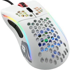 Glorious Gaming Model D- (Minus) Wired Gaming Mouse – superleichtes Wabendesign mit 61 g, RGB-Beleuchtung, ergonomisch, Pixart 3360 Sensor, Omron-Schaltern, PTFE-Füße, 6 Tasten – Mattweiß