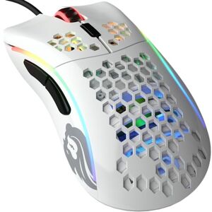 Glorious Gaming Model D- (Minus) Wired Gaming Mouse – superleichtes Wabendesign mit 61 g, RGB-Beleuchtung, ergonomisch, Pixart 3360 Sensor, Omron-Schaltern, PTFE-Füße, 6 Tasten – Glänzend Weiß