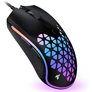 TECURS Gaming Maus PC Maus Ultra-leicht 12000 DPI RGB-Beleuchtung 64g, 7 Programmierbare Tasten Anpassbare Spielprofile, USB FPS Maus Kabelgebundene Ergonomischem für PC/Mac Jungen und Mädchen