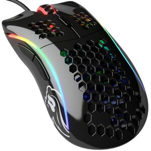 Glorious Gaming Model D Wired Gaming Mouse – superleichtes Wabendesign mit 68 g, RGB-Beleuchtung, ergonomisch, Pixart 3360 Sensor, Omron-Schaltern, PTFE-Füße, 6 Tasten – Glänzend Schwarz