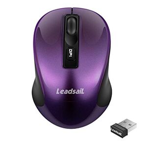 LeadsaiL Kabellose Maus, 1600DPI, 2,4 GHz mit USB-Empfänger, 4 Tasten, Leises Klicken und Scrollen, 15-Monate Akkulaufzeit, Kompatibilität mit Mehreren Geräten Lila