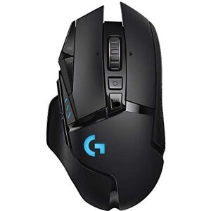 Logitech 502 LIGHTSPEED kabellose Gaming-Maus mit HERO 25K DPI Sensor, Wireless Verbindung, USB-Anschluss, RGB-Beleuchtung, Gewichtstuning, POWERPLAY-kompatibel, PC/Mac Schwarz