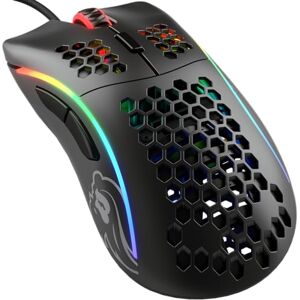 Glorious Gaming Model D Wired Gaming Mouse – superleichtes Wabendesign mit 68 g, RGB-Beleuchtung, ergonomisch, Pixart 3360 Sensor, Omron-Schaltern, PTFE-Füße, 6 Tasten – Mattschwarz