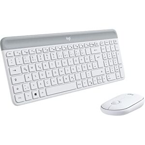 Logitech MK470 Slim Combo Kabelloses Tastatur-Maus-Set, 2.4 GHz Verbindung via Nano-USB-Empfänger, 10m Reichweite, 18-Monate Batterielaufzeit, PC/Laptop, Deutsches QWERTZ-Layout Weiß