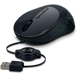 Speedlink BEENIE Mobile Mouse silent kompakte Maus kabelgebunden USB, einstellbare Kabellänge mit Kabeleinzug, leiser Klick, schwarz